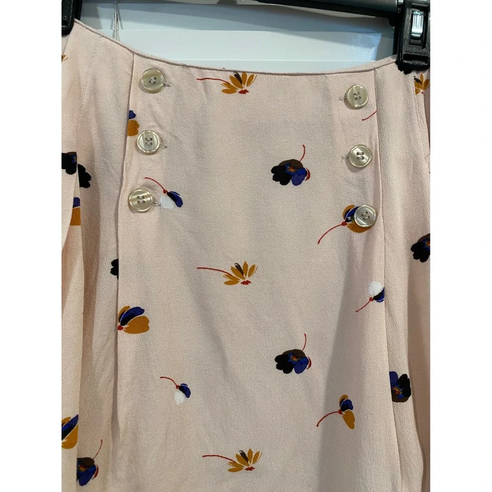 Free People‎ Women's Pink Floral All Over Print Button Mini Skirt Size 6 READ